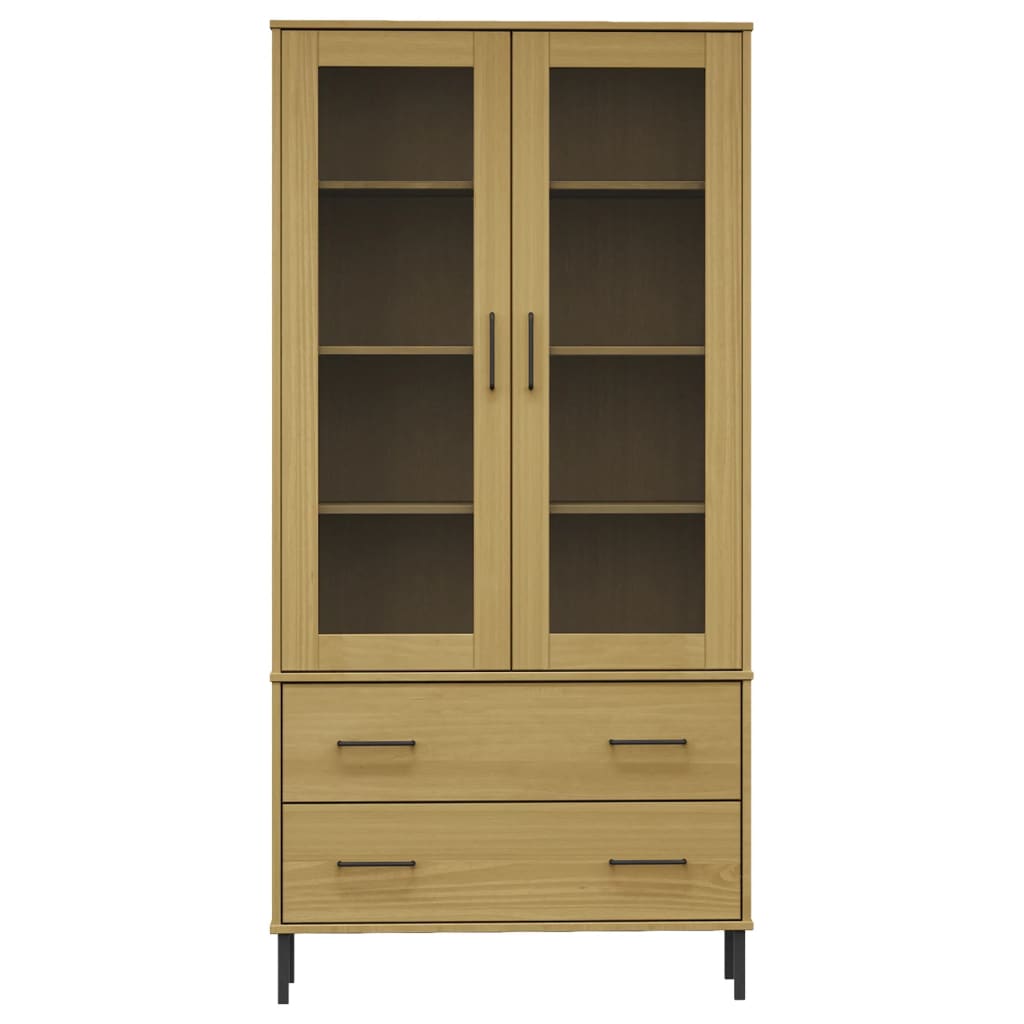 Bookcase with Metal Legs Brown 85x35x172,5 cm Solid Wood "OSLO