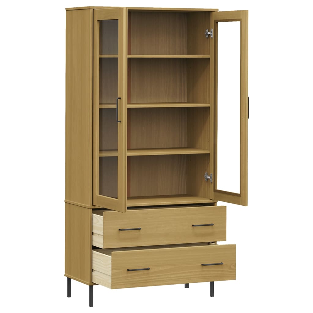 Bookcase with Metal Legs Brown 85x35x172,5 cm Solid Wood "OSLO