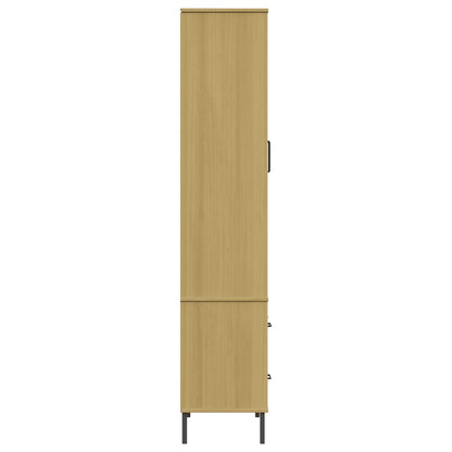 Bookcase with Metal Legs Brown 85x35x172,5 cm Solid Wood "OSLO