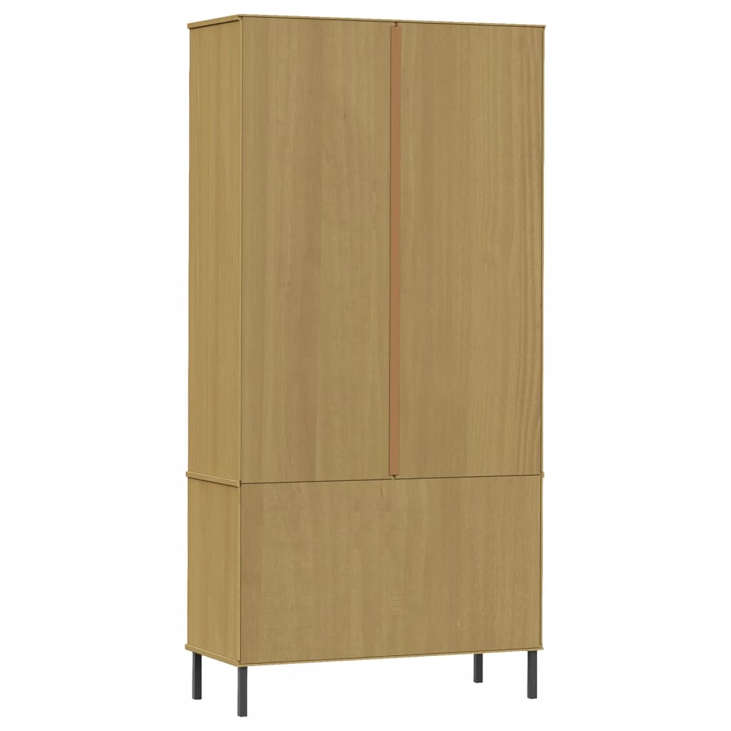 Bookcase with Metal Legs Brown 85x35x172,5 cm Solid Wood "OSLO