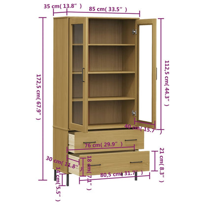 Bookcase with Metal Legs Brown 85x35x172,5 cm Solid Wood "OSLO