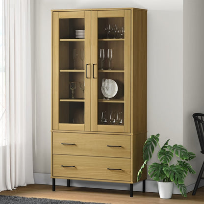 Bookcase with Metal Legs Brown 85x35x172,5 cm Solid Wood "OSLO