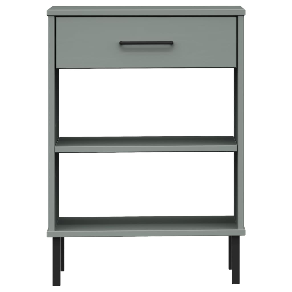 Console Cabinet with Metal Legs Grey Solid Wood Pine OSLO