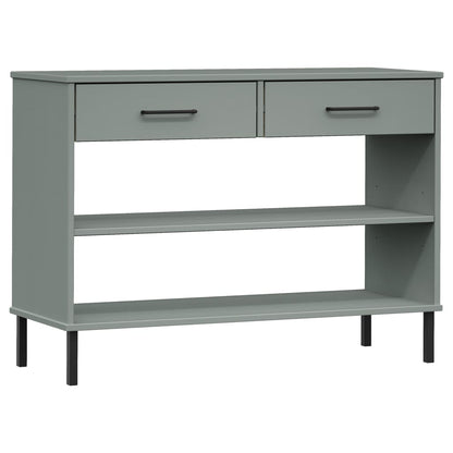 Console Cabinet with Metal Legs Grey Solid Wood Pine OSLO