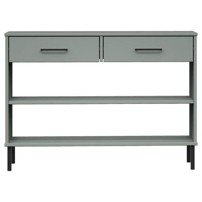 Console Cabinet with Metal Legs Grey Solid Wood Pine OSLO