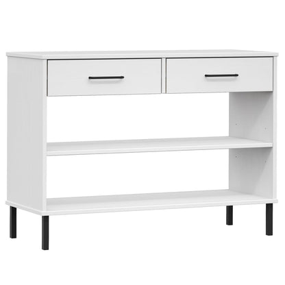 Console Cabinet with Metal Legs White Solid Wood Pine OSLO