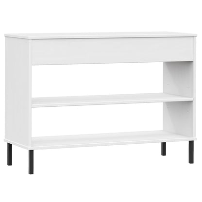 Console Cabinet with Metal Legs White Solid Wood Pine OSLO