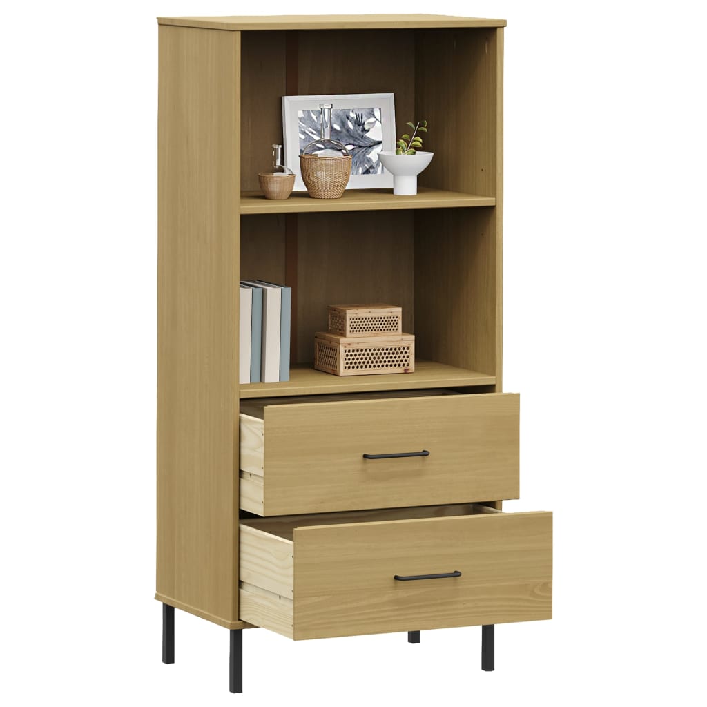Bookcase with 2 Drawers Brown 60x35x128,5 cm Solid Wood "OSLO
