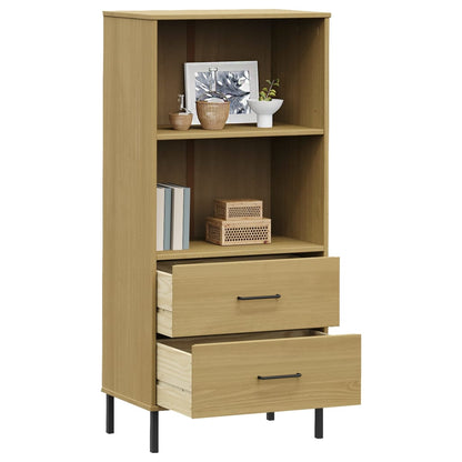 Bookcase with 2 Drawers Brown 60x35x128,5 cm Solid Wood "OSLO