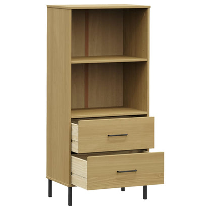 Bookcase with 2 Drawers Brown 60x35x128,5 cm Solid Wood "OSLO