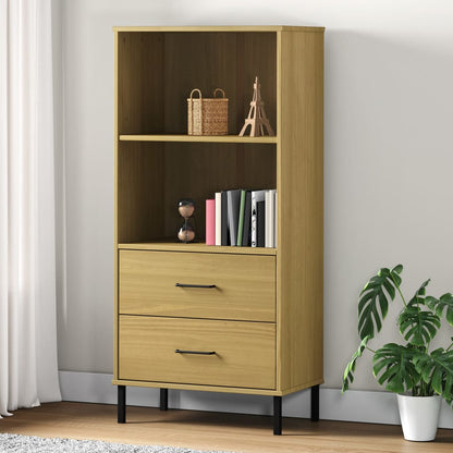 Bookcase with 2 Drawers Brown 60x35x128,5 cm Solid Wood "OSLO