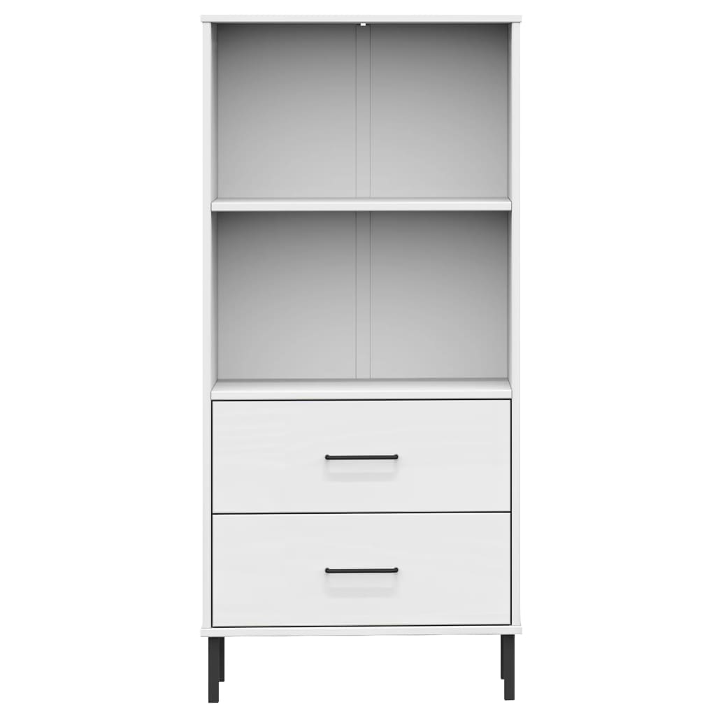 Bookcase with 2 Drawers White 60x35x128.5 cm Solid Wood OSLO