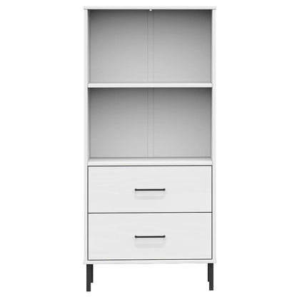 Bookcase with 2 Drawers White 60x35x128.5 cm Solid Wood OSLO