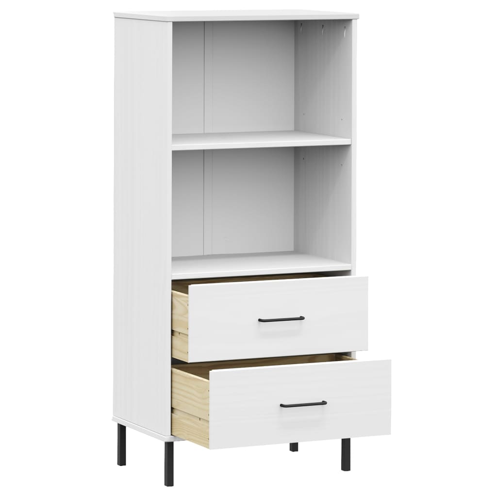 Bookcase with 2 Drawers White 60x35x128,5 cm Solid Wood "OSLO