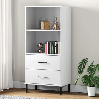 Bookcase with 2 Drawers White 60x35x128,5 cm Solid Wood "OSLO