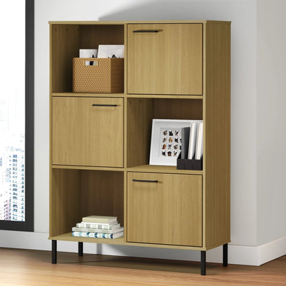 Bookcase with Metal Legs Brown 90x35x128.5 cm Solid Wood OSLO