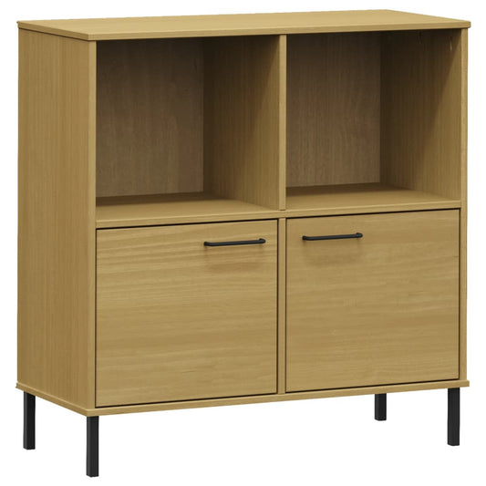 Bookcase with Metal Legs Brown 90x35x90.5 cm Solid Wood OSLO
