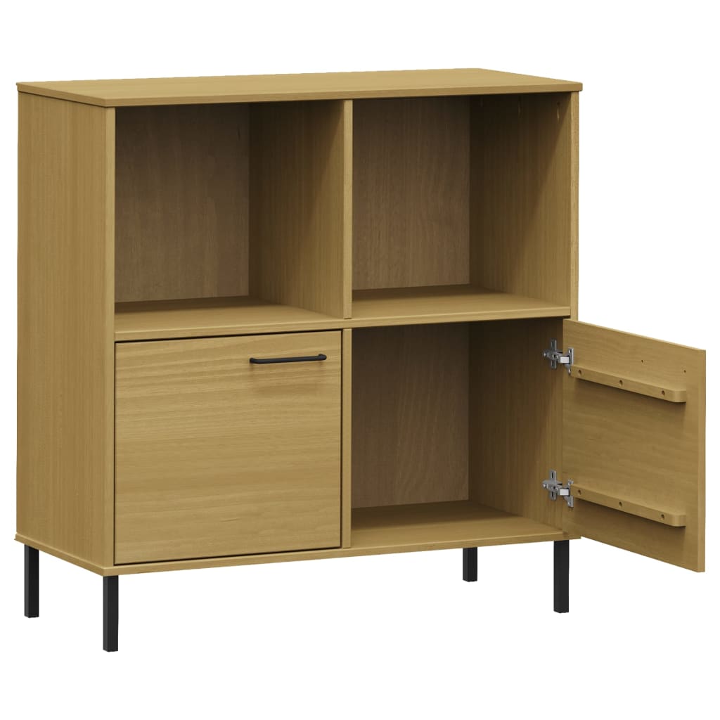 Bookcase with Metal Legs Brown 90x35x90.5 cm Solid Wood OSLO