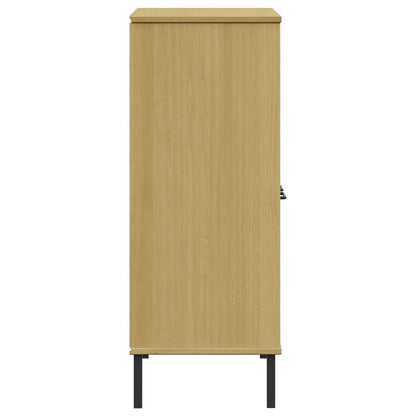 Bookcase with Metal Legs Brown 90x35x90.5 cm Solid Wood OSLO