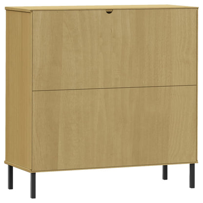 Bookcase with Metal Legs Brown 90x35x90.5 cm Solid Wood OSLO