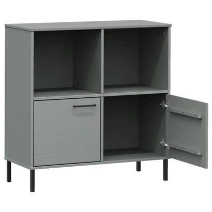 Bookcase with Metal Legs Grey 90x35x90.5 cm Solid Wood OSLO