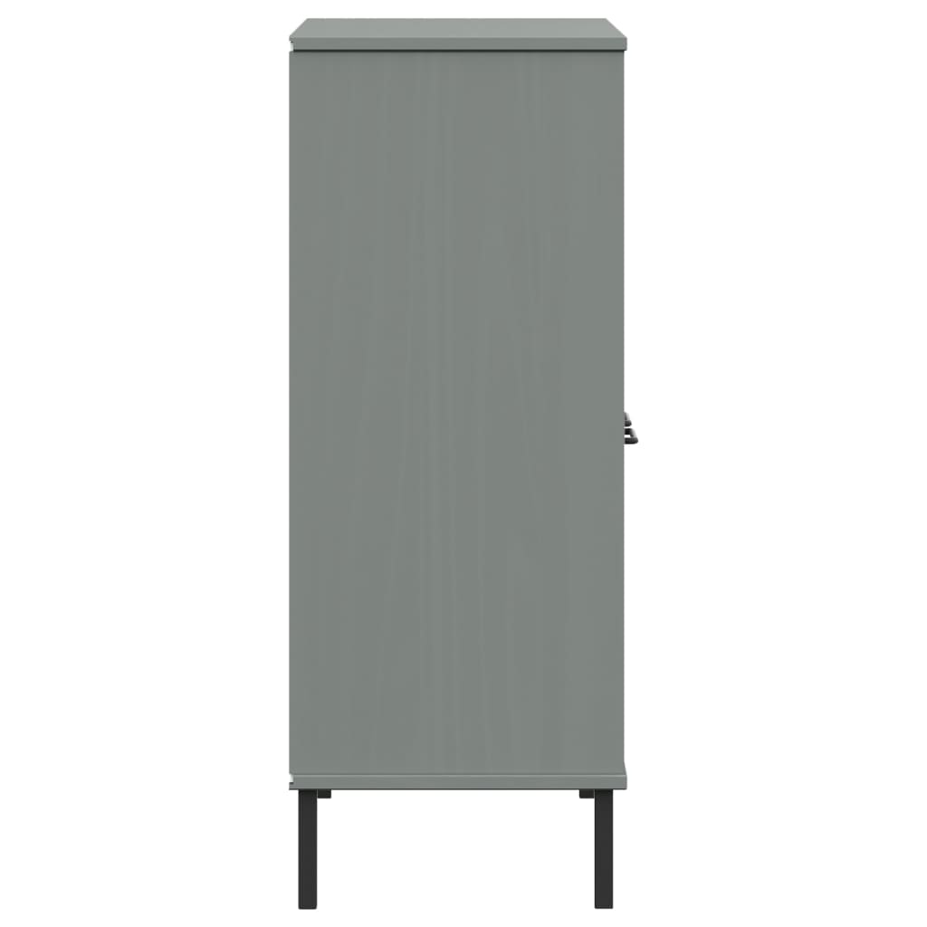 Bookcase with Metal Legs Grey 90x35x90.5 cm Solid Wood OSLO