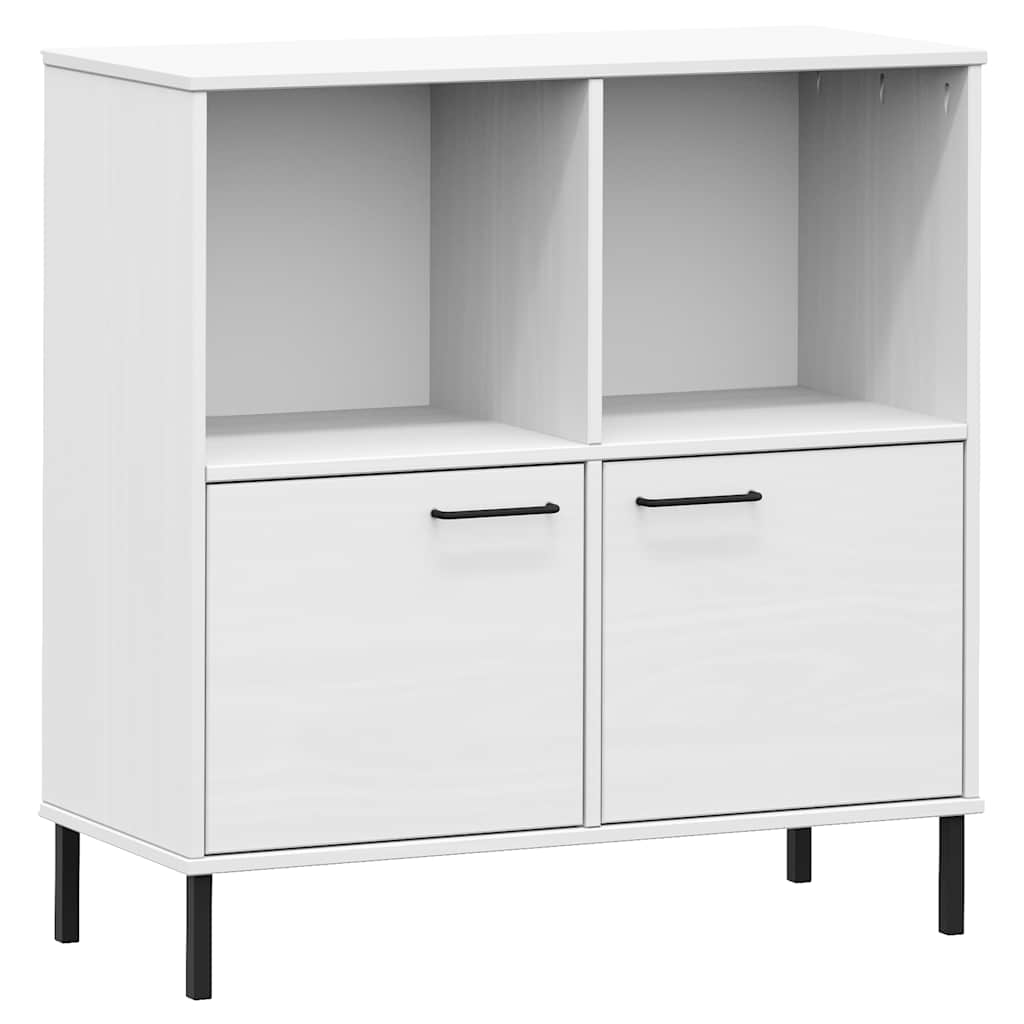 Bookcase with Metal Legs White 90x35x90.5 cm Solid Wood OSLO