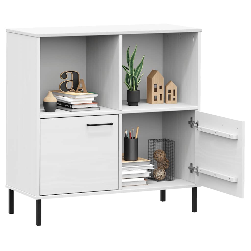 Bookcase with Metal Legs White 90x35x90.5 cm Solid Wood OSLO