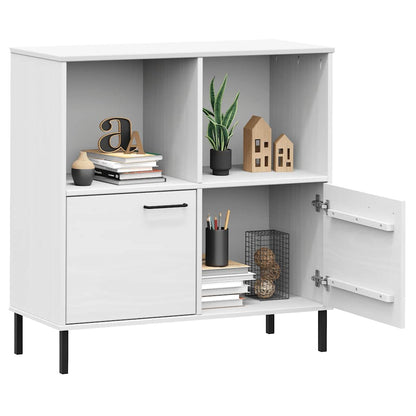 Bookcase with Metal Legs White 90x35x90.5 cm Solid Wood OSLO