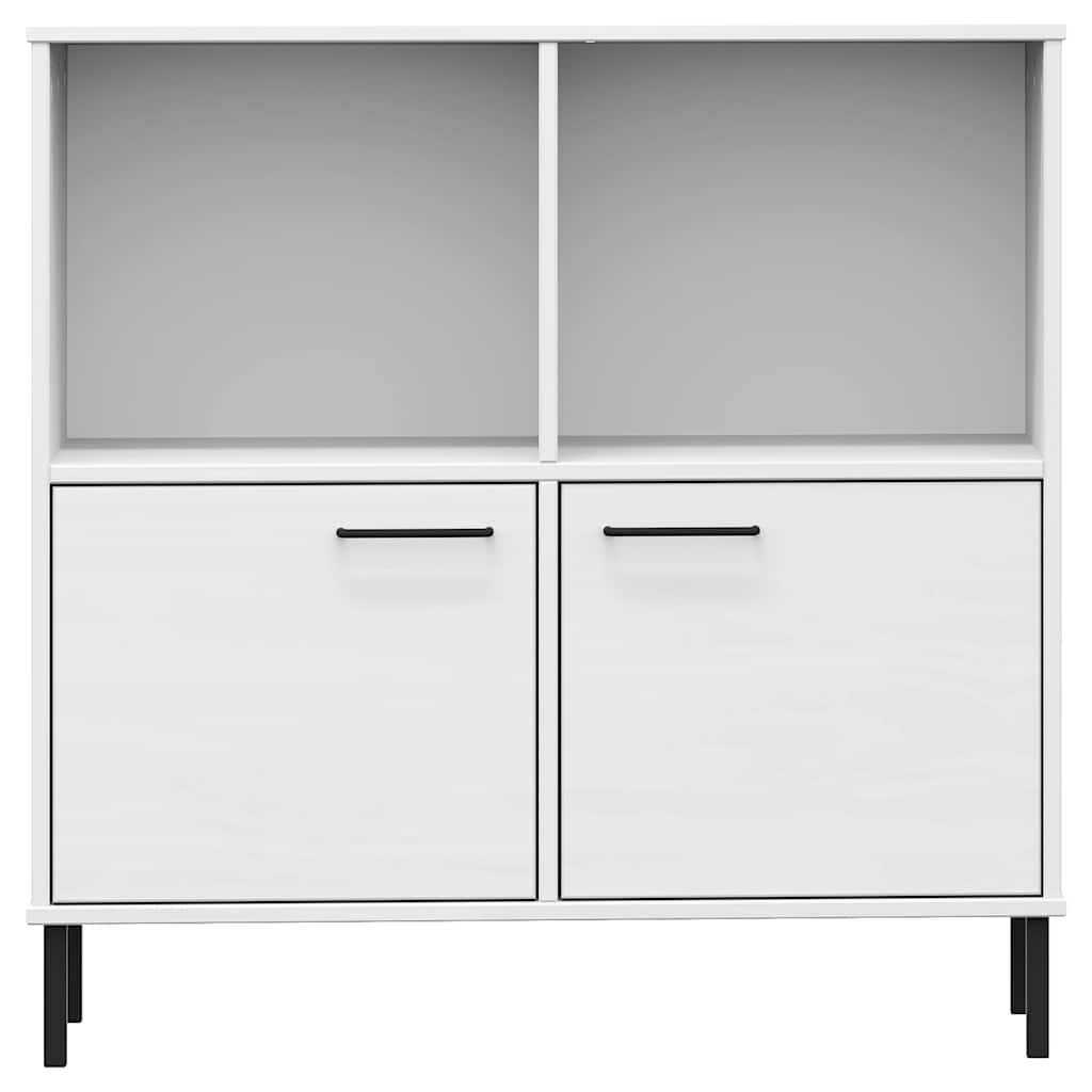Bookcase with Metal Legs White 90x35x90.5 cm Solid Wood OSLO