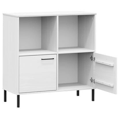 Bookcase with Metal Legs White 90x35x90.5 cm Solid Wood OSLO
