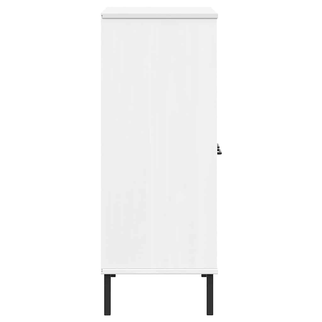Bookcase with Metal Legs White 90x35x90.5 cm Solid Wood OSLO