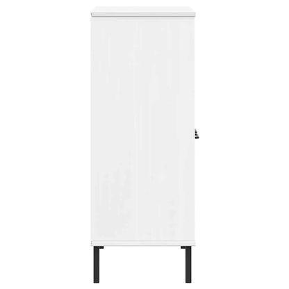 Bookcase with Metal Legs White 90x35x90.5 cm Solid Wood OSLO