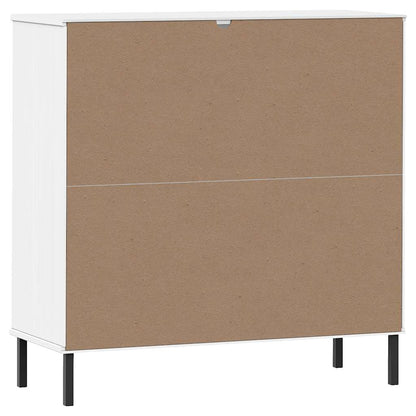 Bookcase with Metal Legs White 90x35x90.5 cm Solid Wood OSLO