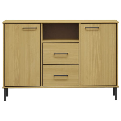 Sideboard with Metal Legs Brown 113x40x77 cm Solid Wood OSLO