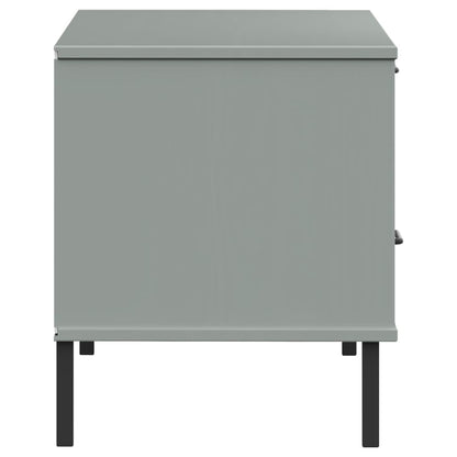 TV Cabinet with Metal Legs Grey Solid Wood Pine "OSLO