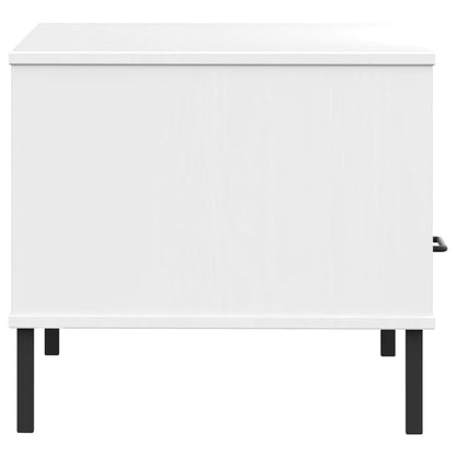 Coffee Table with Metal Legs White 85x50x45cm Solid Wood OSLO