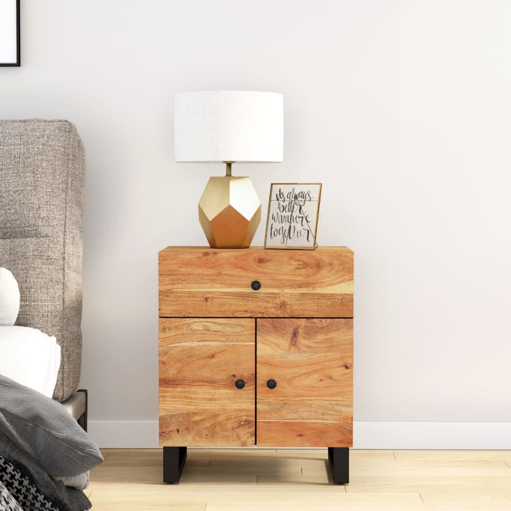 Bedside Cabinet | Natural wood and black