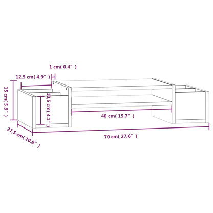 Monitor Stand Grey 70x27.5x15 cm Solid Wood Pine