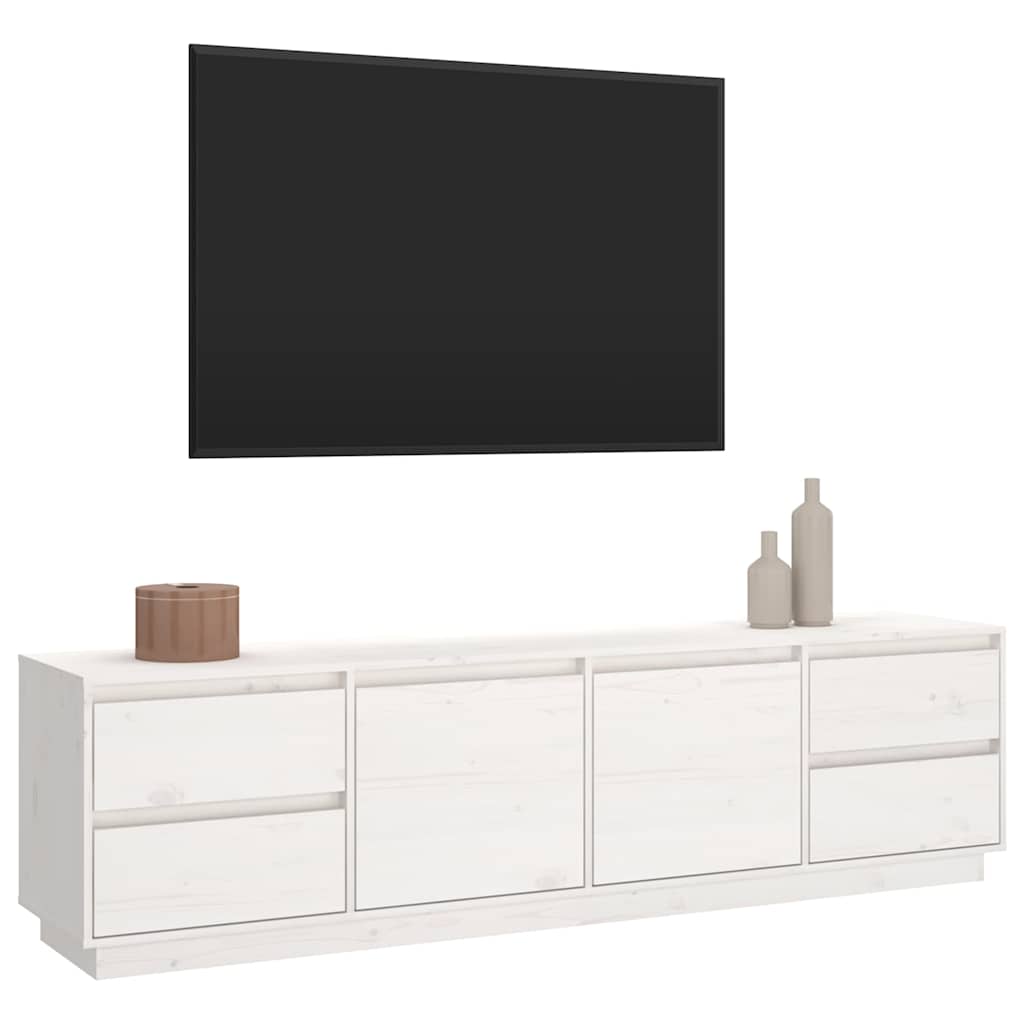 TV Cabinet White 176x37x47,5 cm Solid Wood Pine