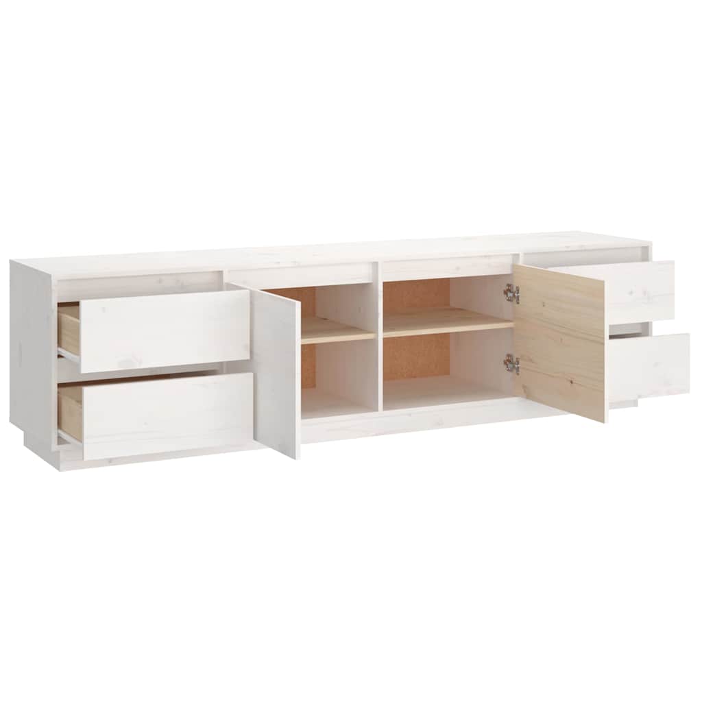 TV Cabinet White 176x37x47,5 cm Solid Wood Pine