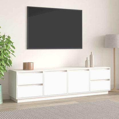 TV Cabinet White 176x37x47,5 cm Solid Wood Pine
