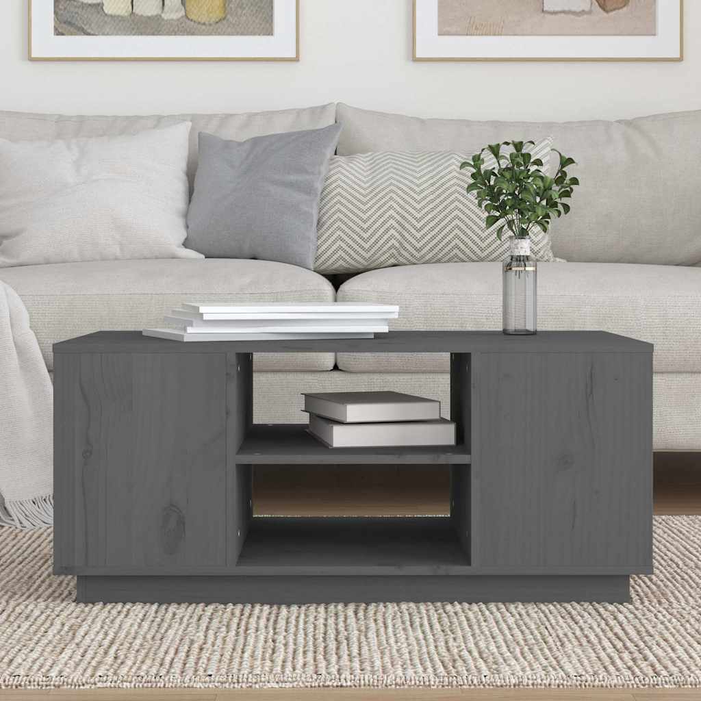 Coffee Table Grey 90x49x40,5 cm Solid Wood Pine