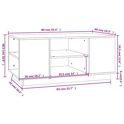 Coffee Table Black 90x49x40,5 cm Solid Wood Pine