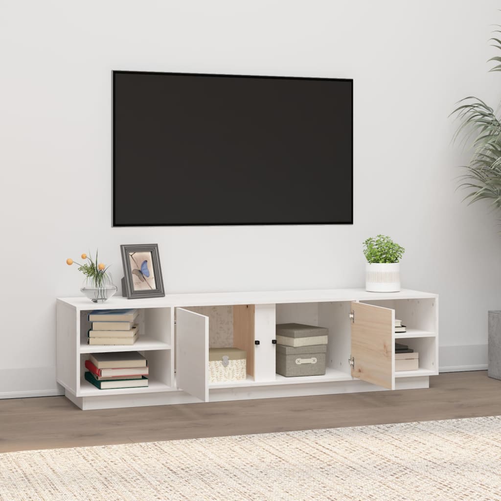 TV Cabinet White 156x40x40 cm Solid Wood Pine