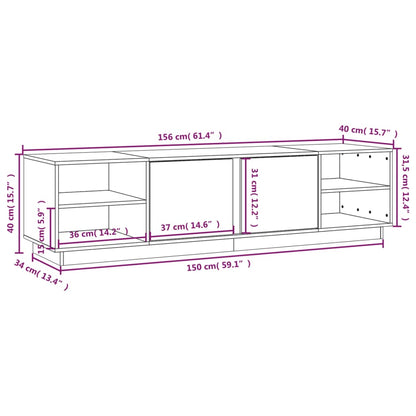 TV Cabinet White 156x40x40 cm Solid Wood Pine