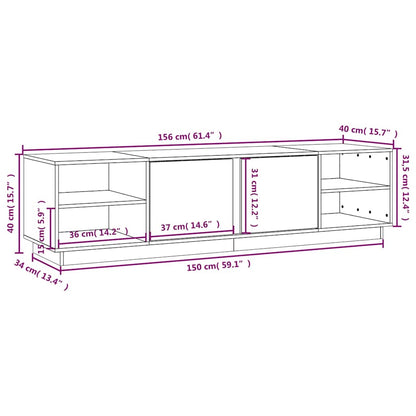 TV Cabinet White 156x40x40 cm Solid Wood Pine