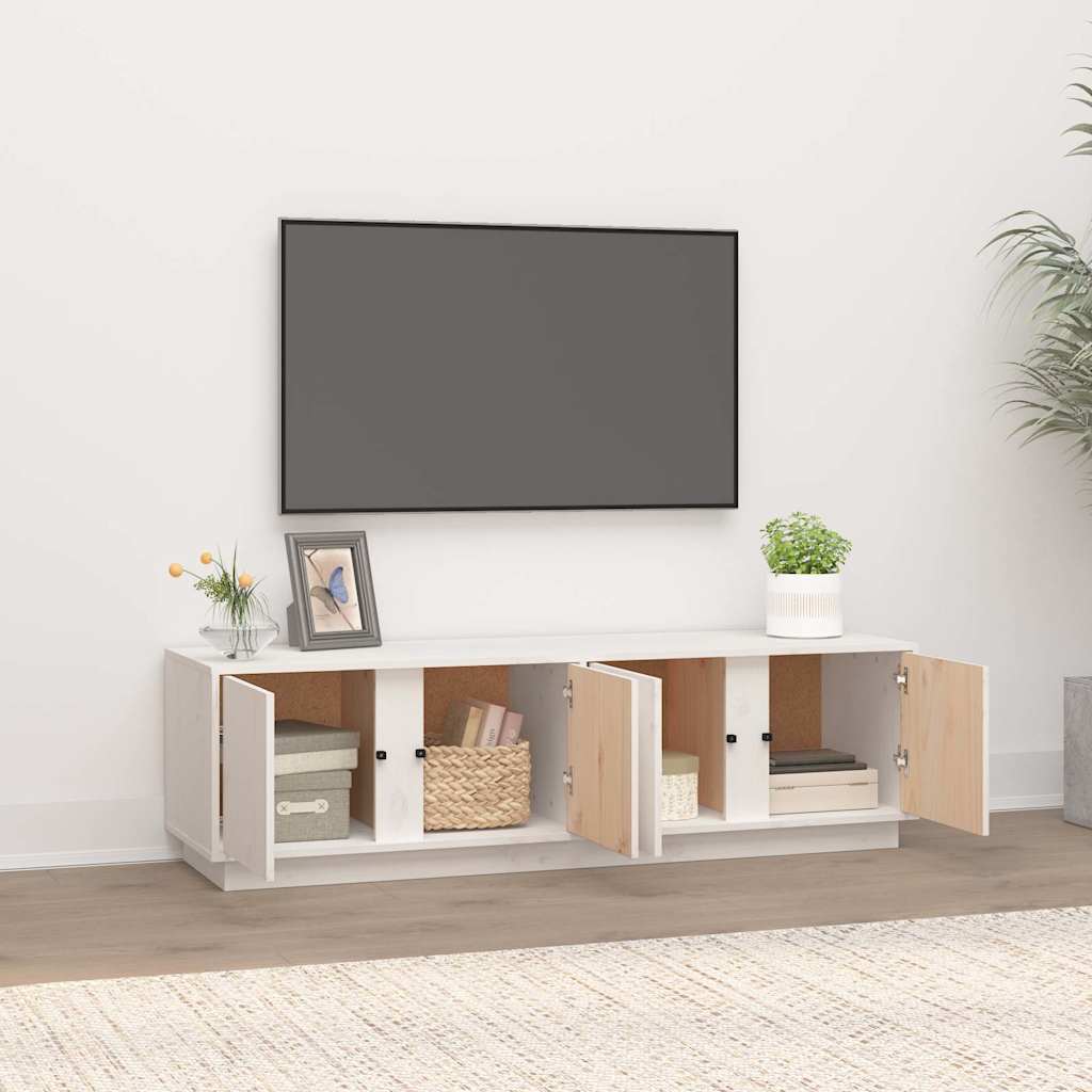 TV Cabinet White 140x40x40 cm Solid Wood Pine