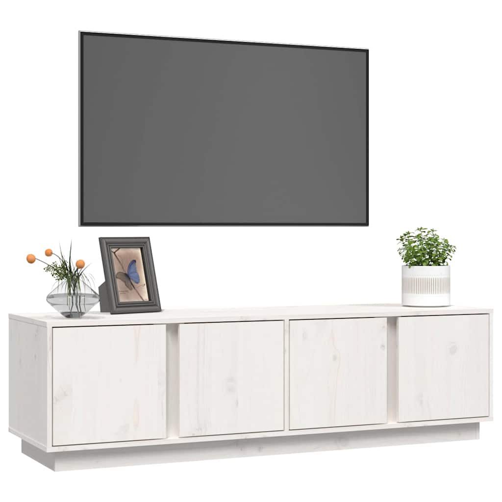 TV Cabinet White 140x40x40 cm Solid Wood Pine