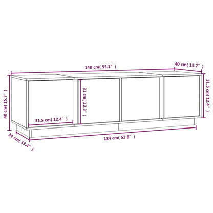 TV Cabinet White 140x40x40 cm Solid Wood Pine